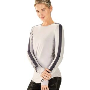 Fabletics Women's Size L Adjustable Ruched Long Sleeve Gray Shirt w/ Thumb Holes